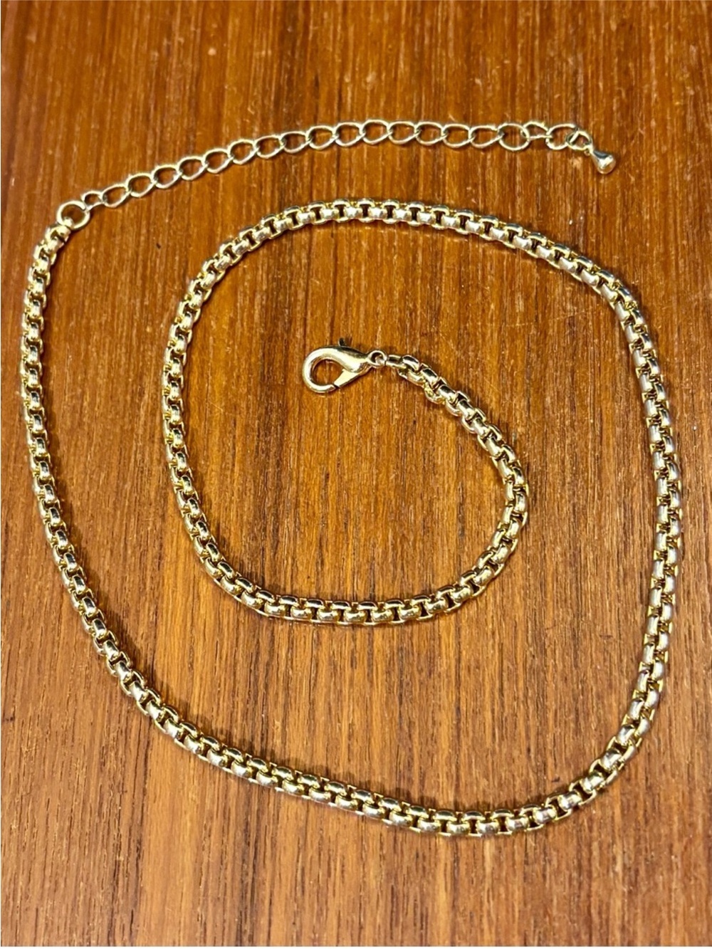 🆕 Gold box chain necklace Holds beads, charms & spacers 16.5”-18.5” NWOT
